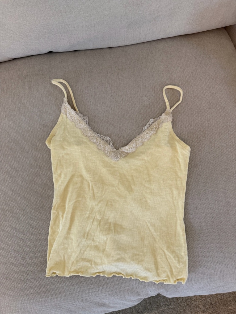 Free People Yellow Lace-Trim Camisole Tank